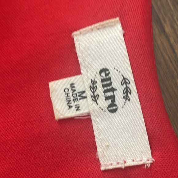 Entro Red Cold Shoulder Ruffle Top - Picture 6 of 7